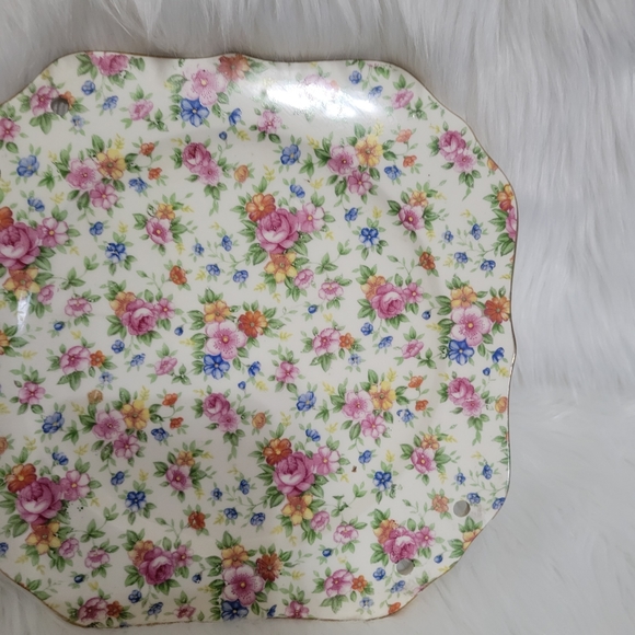 MM Japan Vtg Rose Cherry Peach Blossom Chintz Plate Cottagecore shabby chic - Picture 3 of 6
